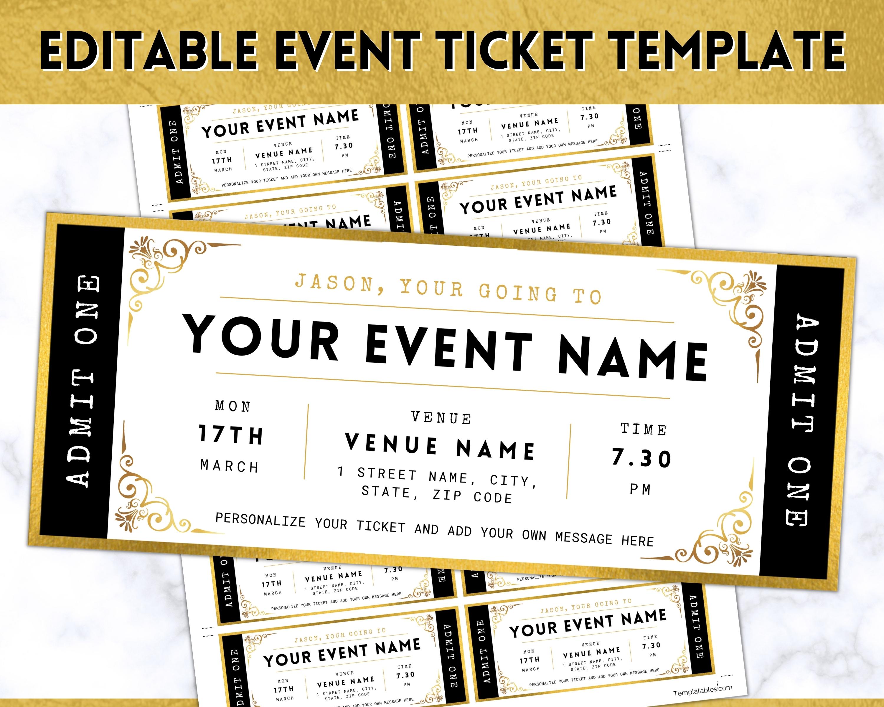 Event Ticket Editable Template Perfect Gift for Special Occasions Event Ticket Editable Template Perfect Gift for Special Occasions