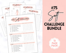Load image into Gallery viewer, EDITABLE 75 SOFT Challenge Tracker | 75soft Printable Challenge, Fitness & Health Planner | Pink Watercolor