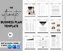 Load image into Gallery viewer, Business Plan Template | Editable Small Business Start Up Workbook in Canva, Word & Google Docs | Mono Strip