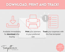 Load image into Gallery viewer, FREE - Expense Tracker Bundle | Income, Savings, Budget, Bill & Spending Tracker for Personal Finance | Pink Watercolor