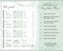 Load image into Gallery viewer, Meal Planner BUNDLE | Weekly Food Diary, Meal Tracker Printable & Daily Food Journal | Green Eucalyptus