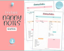 Load image into Gallery viewer, Nanny Schedule, Notes & Report Template for Baby | Babysitter Info Hiring Guide, Nanny Checklist & Planner, Baby Daily Log | Colorful Sky