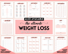 Load image into Gallery viewer, Pounds Lost Tracker Bundle - 10 20, 30, 50, 100 lbs Printable Weight Loss Printables | Pink Watercolor