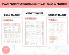 Load image into Gallery viewer, Workout Tracker BUNDLE | Fitness, Exercise & Weight loss Planner | Pink Watercolor