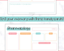 Load image into Gallery viewer, Drug Card Template, Nursing Pharmacology Printable Notes, Nursing School Student Study Guide | Colorful Sky