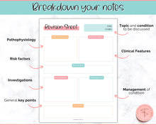 Load image into Gallery viewer, Nursing Revision Sheets for Medical School | Medicine & Nursing Students, Exam Revision Notes & Guide Templates | Sky Colorful