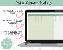 Load image into Gallery viewer, Etsy Fee and Profit Calculator | Pricing Spreadsheet for Small Business & Etsy Sellers | Green