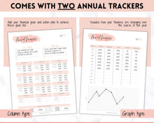 Load image into Gallery viewer, Annual Budget Tracker | Bill, Expenses, Income & Savings Tracker | Pink Watercolor