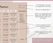 Load image into Gallery viewer, Boho Meal Planner BUNDLE | Weekly Food Diary, Meal Tracker Printable & Daily Food Journal | Lux