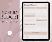 Load image into Gallery viewer, Monthly Budget Planner Printable | Financial Income, Expenses, Debt, Paycheck & Savings Tracker Template | Lux