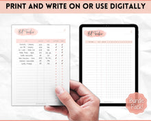 Load image into Gallery viewer, Bill Payment Tracker Printable | Monthly Bill Organizer, Checklist & Calendar | Pink Watercolor