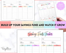 Load image into Gallery viewer, Sinking Funds Tracker BUNDLE | Printable Savings, Budget & Finance Trackers | Pastel Rainbow