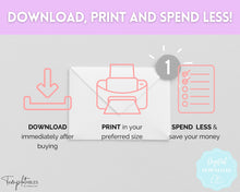 Load image into Gallery viewer, No Spend Challenge BUNDLE | Printable 30 day, 60 day, 90 day Savings Challenge & Monthly Spending Tracker | Pastel Rainbow