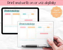 Load image into Gallery viewer, Drug Card Template, Nursing Pharmacology Printable Notes, Nursing School Student Study Guide | Colorful Sky