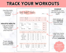 Load image into Gallery viewer, Workout Tracker BUNDLE | Fitness, Exercise & Weight loss Planner | Pink Watercolor