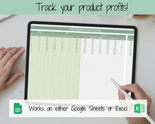 Load image into Gallery viewer, Etsy Fee and Profit Calculator | Pricing Spreadsheet for Small Business & Etsy Sellers | Green