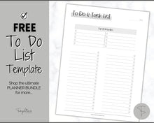 Load image into Gallery viewer, FREE - To Do List Printable, Productivity Planner, Task Checklist, Priorities List, Undated Schedule | Mono