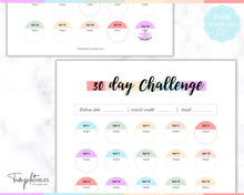 Load image into Gallery viewer, 30 day Weight Loss Tracker & Monthly Challenge | Weight Loss Chart, Pounds Lost Fitness Tracker | Rainbow Swash