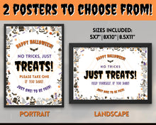 Load image into Gallery viewer, Halloween Trick or Treat sign | 'Please Take One' Printable Candy Treat Poster | White