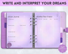 Load image into Gallery viewer, Dream Journal Printable BUNDLE | Dream Analysis, Dream Interpretation, Dream Tracker, Dream Diary & Sleep Tracker | Purple