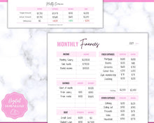 Load image into Gallery viewer, Monthly Budget Planner Printable | Financial Income, Expenses, Debt, Paycheck & Savings Tracker Template | Brit Pink