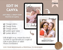 Load image into Gallery viewer, Bridesmaid Proposal Card EDITABLE Template | Add your PHOTO to your Bridesmaid Invite, Bridal Maid of Honor Template | Style 3