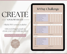 Load image into Gallery viewer, EDITABLE 30 Day Challenge Tracker | 30 Day Habit Tracker Printable, Weight Loss Journal, Fitness Planner | Lux