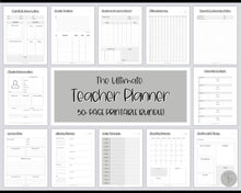 Load image into Gallery viewer, TEACHER Planner  Printable - 50+ pg BUNDLE | Academic Lesson Planner Template | Mono