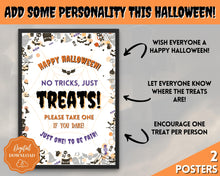 Load image into Gallery viewer, Halloween Trick or Treat sign | 'Please Take One' Printable Candy Treat Poster | White