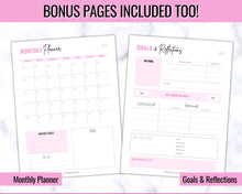 Load image into Gallery viewer, Monthly Budget Planner Printable | Financial Income, Expenses, Debt, Paycheck & Savings Tracker Template | Brit Pink