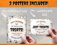 Load image into Gallery viewer, Halloween Trick or Treat sign | 'Please Take One' Printable Candy Treat Poster | White