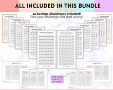Load image into Gallery viewer, Mini Savings Challenge Printable BUNDLE | 12 Saving Trackers, Cash Envelope, A6 Saving Challenges | Leaf