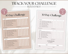 Load image into Gallery viewer, EDITABLE 30 Day Challenge Tracker | 30 Day Habit Tracker Printable, Weight Loss Journal, Fitness Planner | Lux