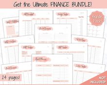 Load image into Gallery viewer, Bill Payment Tracker Printable | Monthly Bill Organizer, Checklist & Calendar | Pink Watercolor