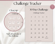 Load image into Gallery viewer, EDITABLE 30 Day Challenge Tracker | 30 Day Habit Tracker Printable, Weight Loss Journal, Fitness Planner | Lux