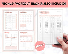 Load image into Gallery viewer, Workout Tracker BUNDLE | Fitness, Exercise & Weight loss Planner | Pink Watercolor