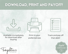 Load image into Gallery viewer, Monthly Budget Planner Printable | Financial Income, Expenses, Debt, Paycheck & Savings Tracker Template | Green Eucalyptus