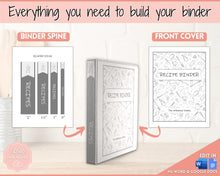 Load image into Gallery viewer, Editable Cookbook Template | Recipe Binder Kit, Recipe Book, Card & Sheet Templates, Food Planner, 35+ page bundle | Mono