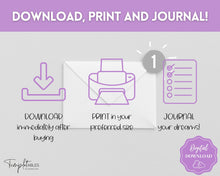 Load image into Gallery viewer, Dream Journal Printable BUNDLE | Dream Analysis, Dream Interpretation, Dream Tracker, Dream Diary & Sleep Tracker | Purple