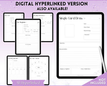 Load image into Gallery viewer, Tarot Card Trackers & Monthly Readings | Learn Tarot Card Readings, Tarot Spreads | Beginner Tarot Planner Workbook, Grimoire & Cheat Sheets | Purple
