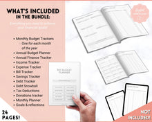 Load image into Gallery viewer, Annual Budget Tracker | Bill, Expenses, Income & Savings Tracker | Pink Watercolor