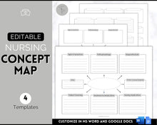 Load image into Gallery viewer, EDITABLE Nursing Concept Map Template | Nursing School Notes, Study Guide & Student Nurse Pharmacology & Med Surg Planner | Pink & Mono