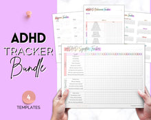 Load image into Gallery viewer, ADHD Symptom Tracker, Behavior & Hygiene Tracker BUNDLE | Pastel Rainbow