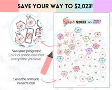 Load image into Gallery viewer, Save 2023 in 2023 Savings Tracker | 2k Savings Challenge Printable | Pastel Rainbow
