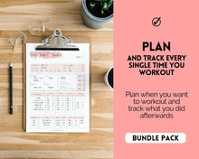 Load image into Gallery viewer, Workout Tracker BUNDLE | Fitness, Exercise & Weight loss Planner | Pink Watercolor