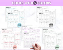 Load image into Gallery viewer, 4 Patient Nurse Report Sheet to Organize your Shifts | Nurse Brain Sheet, ICU Nurse Report Patient Assessment Template | Purple