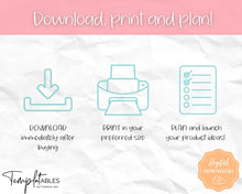 Load image into Gallery viewer, Product Planner Template Printable | Digital Small Business Product Planner | Colorful Sky