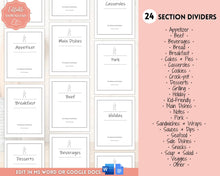 Load image into Gallery viewer, Editable Cookbook Template | Recipe Binder Kit, Recipe Book, Card & Sheet Templates, Food Planner, 35+ page bundle | Mono