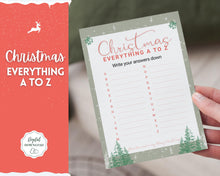 Load image into Gallery viewer, Christmas A to Z Game | A-Z Xmas Holiday Party Game Printables for the Family | Green