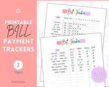 Load image into Gallery viewer, Bill Payment Tracker Printable | Monthly Bill Organizer, Checklist & Calendar | Pastel Rainbow